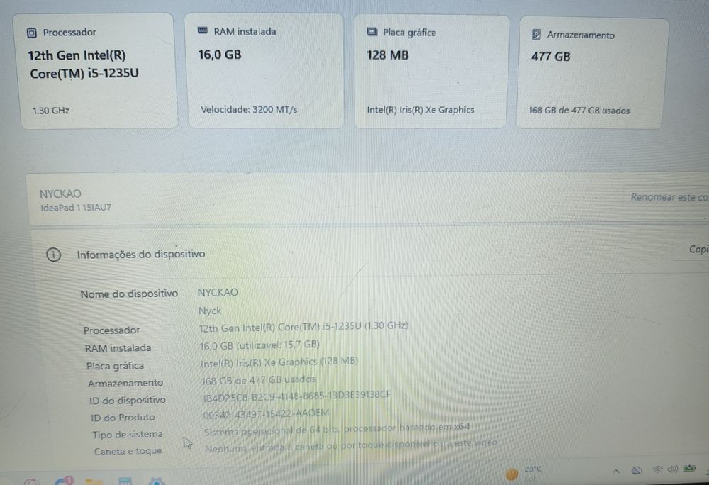 Portátil i5, 16gb, Intel Iris Graphics NEGOCIÁVEL