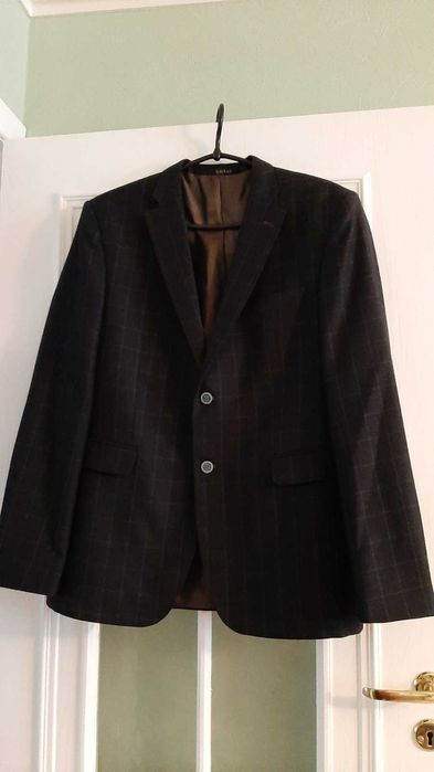 Пиджак полу шерстяной (темно синий  - в клетку) ,52 р