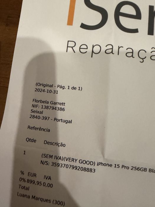 Iphone 15 pro 256 gigas