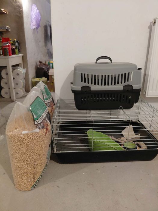 Zestaw dla królika / gryzonia: klatka, transporter, pelet 30kg i akcesoria