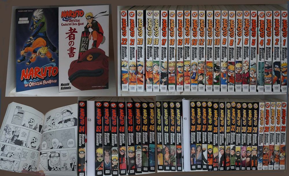 Coleção Oficial Naruto – Vol. 1–39 & 41–54 + Character Book & Fan Book