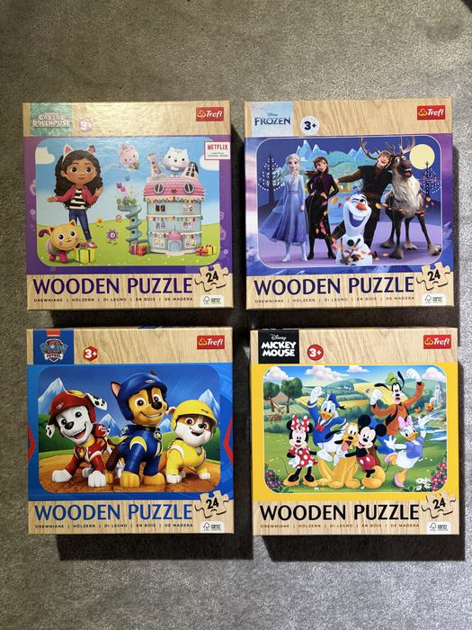 Drewniane puzzle Trefl - 24 elementy - zestaw 4 szt. /dla dzieci 3+