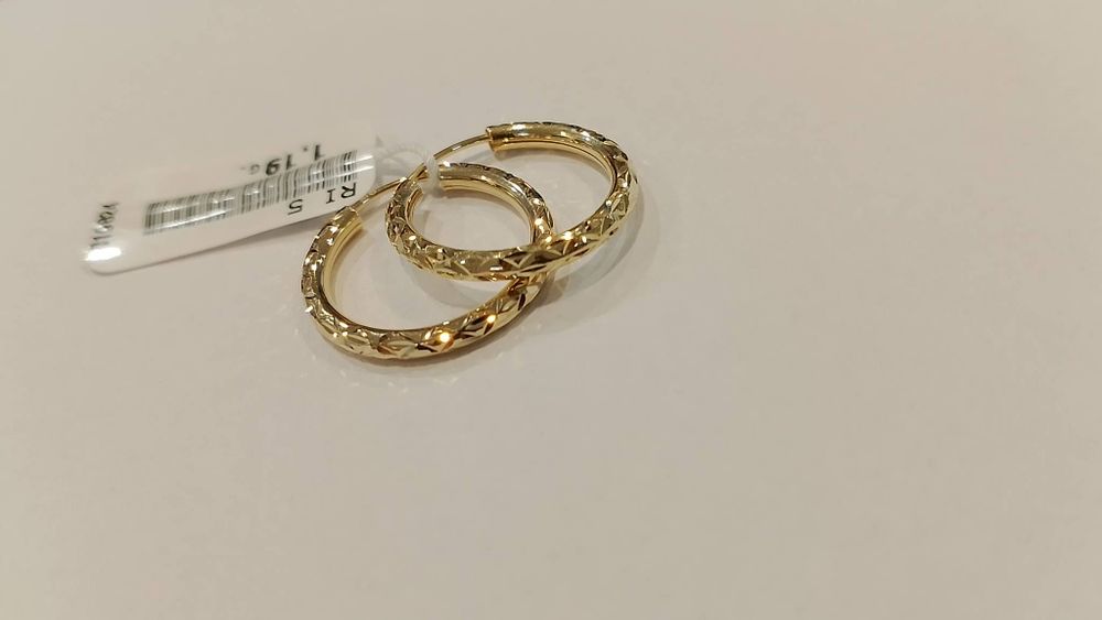 Kolczyki kółka złote pr 585 2cm diamentowane