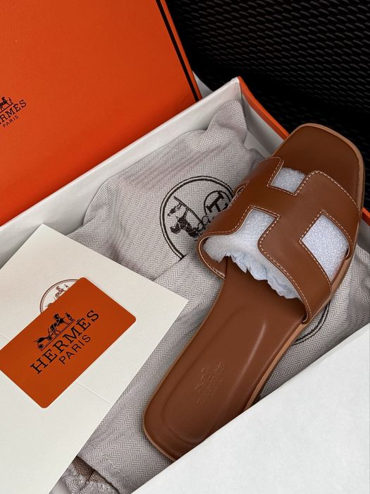 Шльопанці Hermes коричневі (37-40)