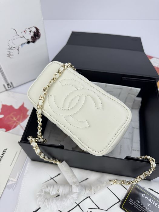 Сумка Chanel Vanity молочна, шоколадна з ручкою
