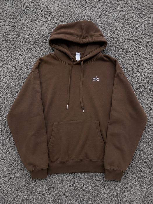 bluza alo brązowa hoodie alo yoga basic boxy