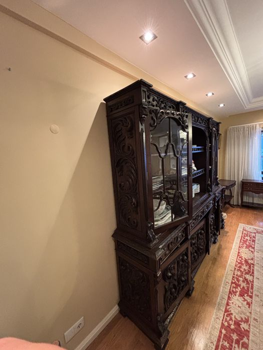 0€ cristaleira / móvel de sala em madeira trabalhada, 250 cm