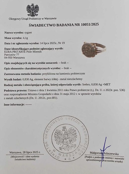 Srebrny pierścień -- XIV wiek