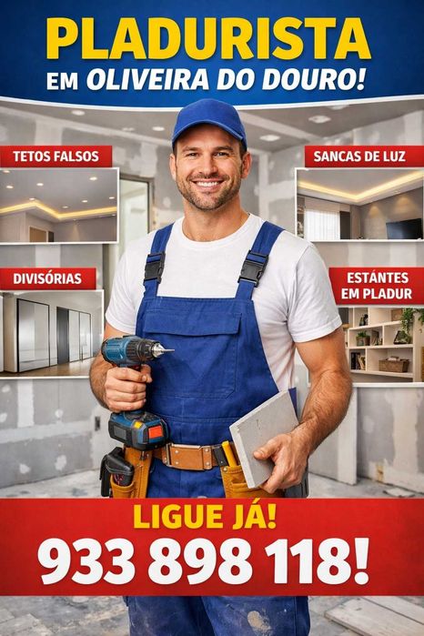 Pladur em Oliveira do Douro - Remodelações, Tetos Falsos e Divisórias