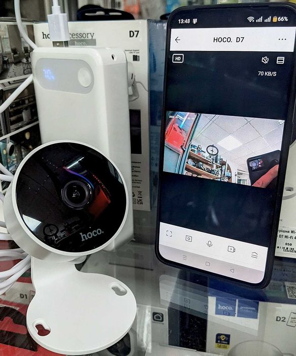Wi-Fi камера Hoco D7 4MP 2K відеоспостереження для дому українська мова