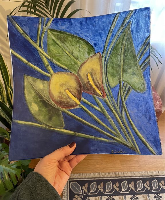 Prato decorativo pintado à mão