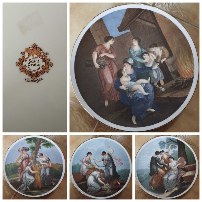 Conjunto de 4 Pratos Limoges-Porcelana Saint Croix