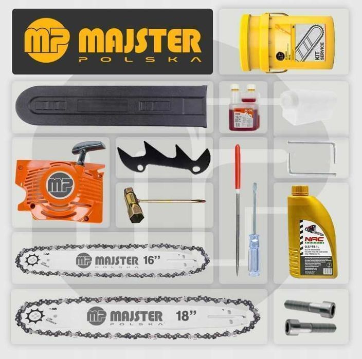 Mocna Piła Spalinowa MAJSTER 2 Prowadnice 16'' i 18'' Zestaw 5.7KM