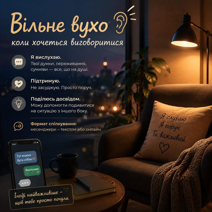 Вислухаю Вас та ті думки, що Вас бентежать!