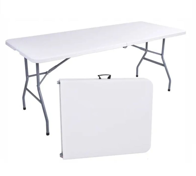 Садовий стіл розкладний 180х70х74 см Білий
