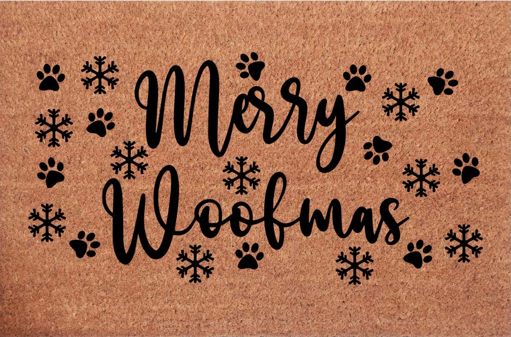 świąteczna wycieraczka wejściowa pod drzwi merry woofmas