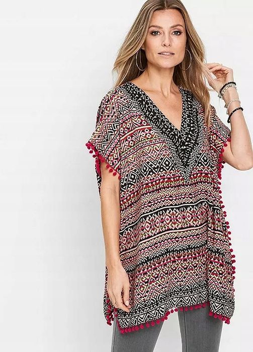 B.P.C tunika we wzory z pomponami 48/50.