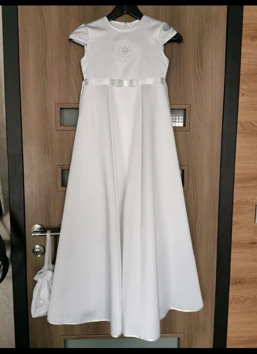 Sukienka komunijna r. 140 + bolerko + torebka  kolor I Komunia ivory/e