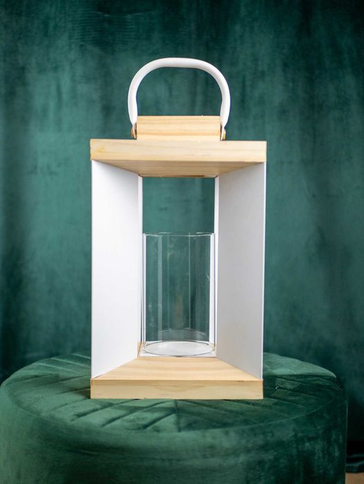 Nowoczesna Latarenka Metalowa 30 cm – Biała | Industrial & Minimal