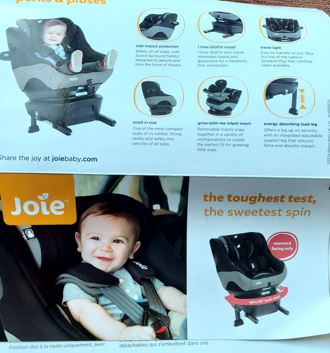 Fotelik samochodowy obrotowy 180° Joie 0-18 kg