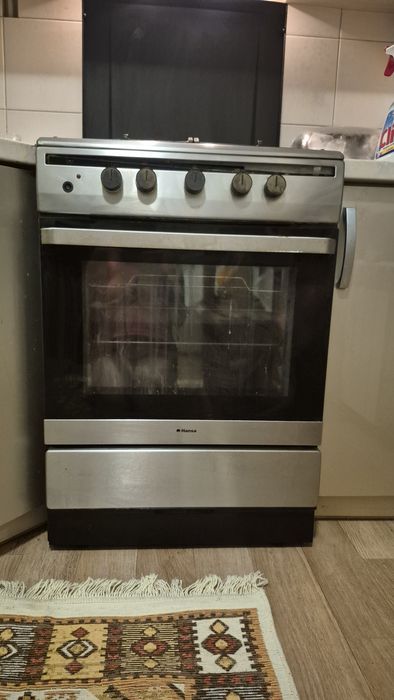 Газова плита Hansa (Нержавійка)+ЧАВУННІ РЕШІТКИ