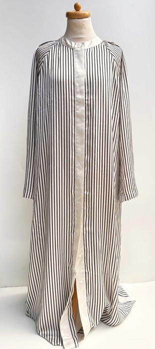 Sukienka Koszulowa Narzutka Paski Kremowa H&M XL 42 Maxi Długa