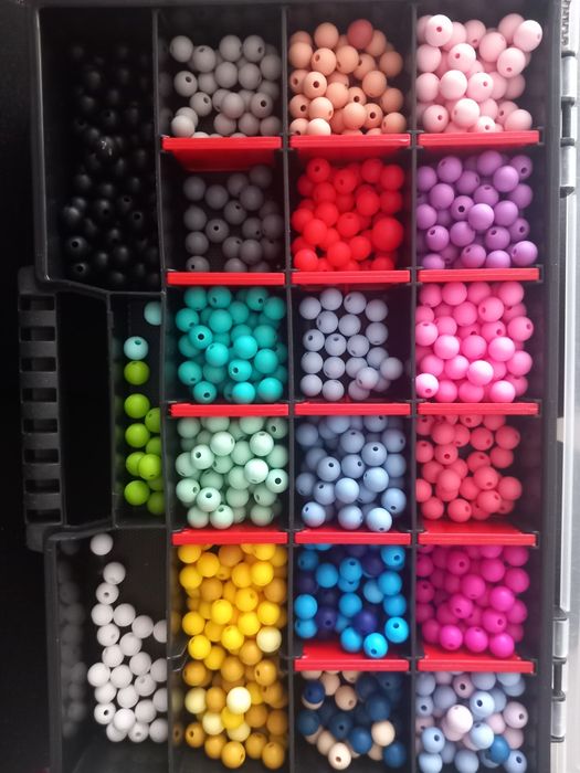 Koraliki silikonowe  1500 sztuk do zawieszek mix kolorów 9mm,