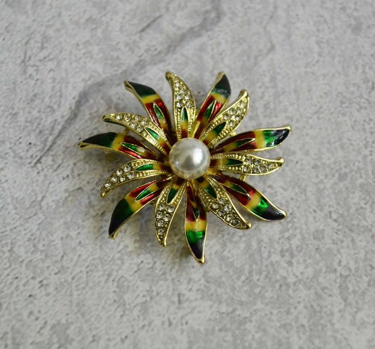 Broszka / zawieszka kwiat multikolor perła
