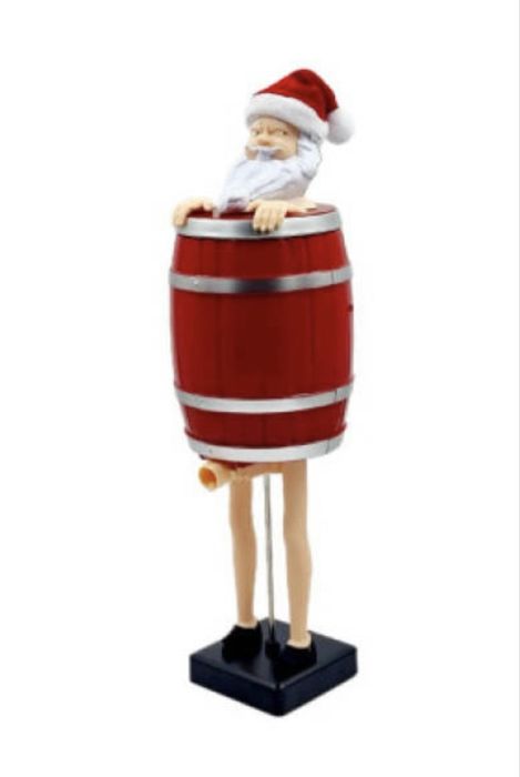 Футляр с приколом  дед мороз в бочке