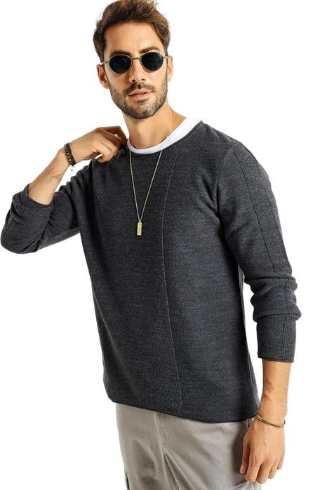 Męski sweter prążkowany z eleganckim szykiem xl 5ia