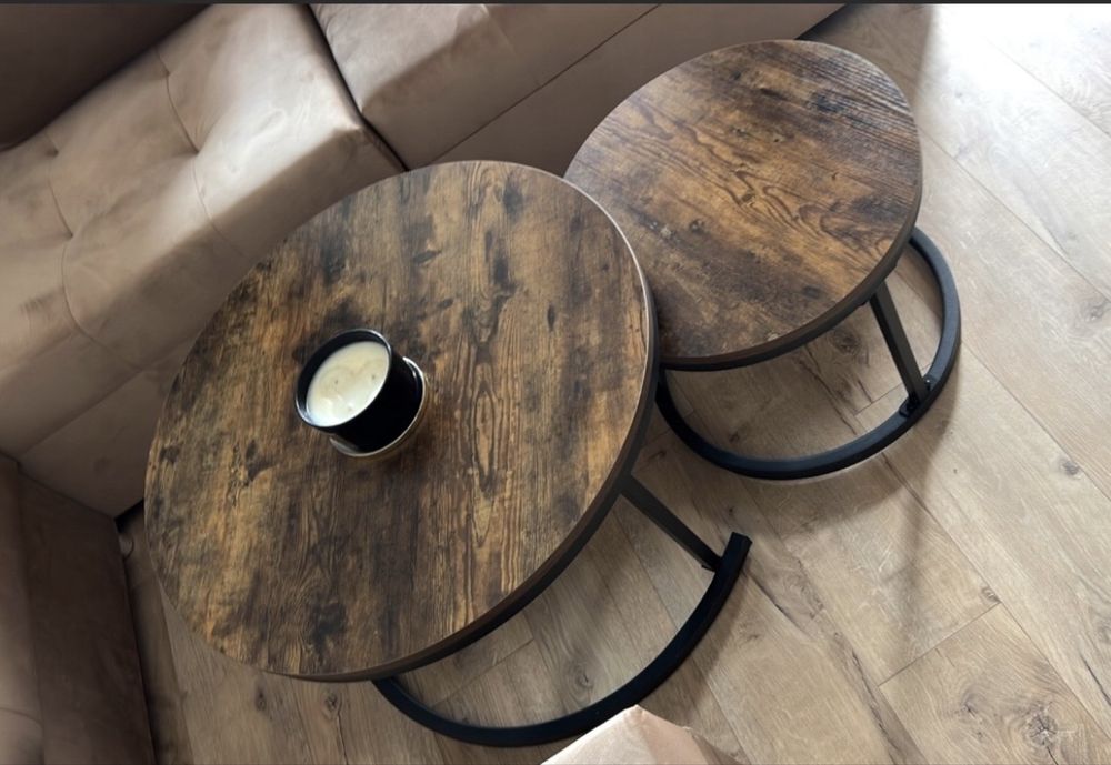 Zestaw stolikow rustykalnych, loft