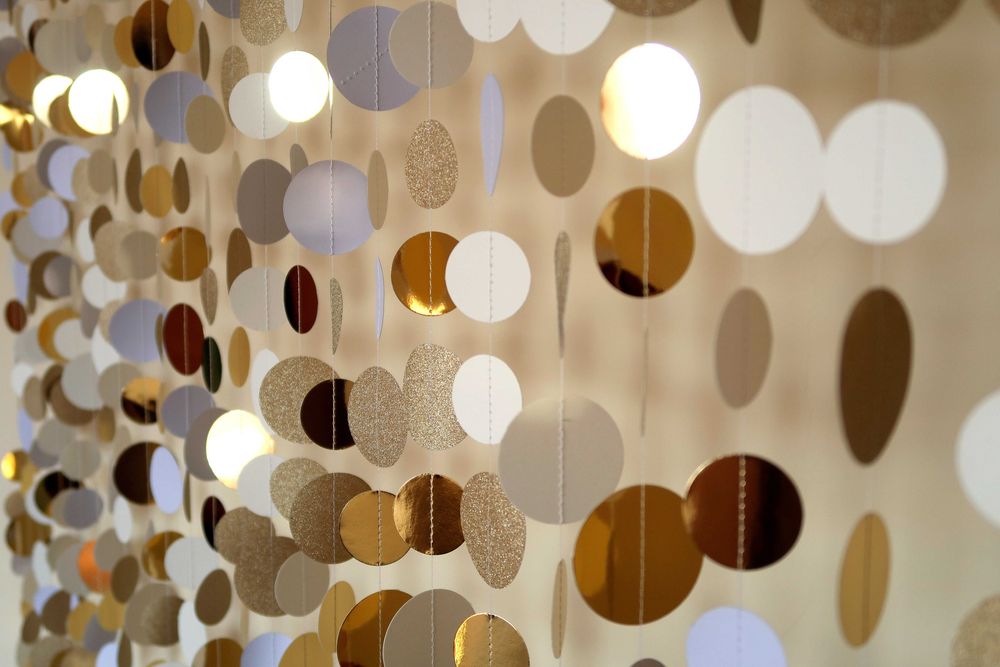 Girlanda 3 metry złoto - biała dekoracja roczek chrzest urodziny