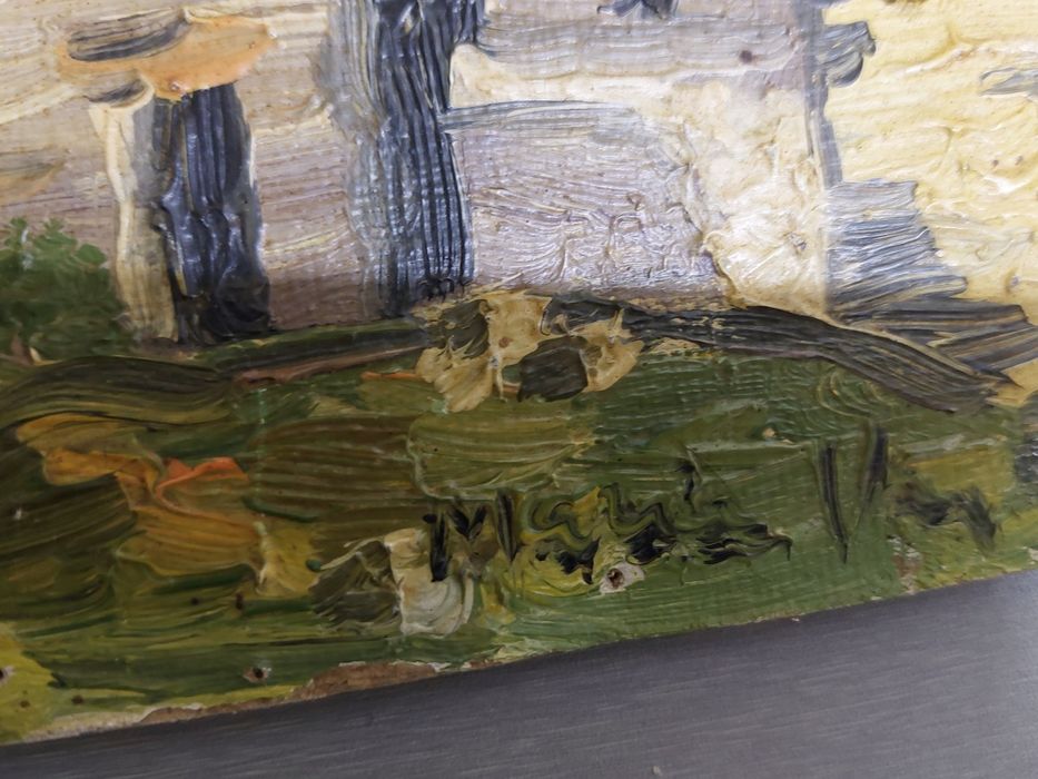 Quadro antigo pintura a óleo paisagem