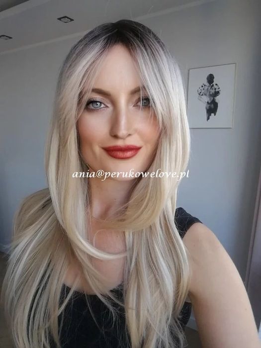 Peruka BLOND OMBRE refleksy stopniowana długie włosy jak naturalne