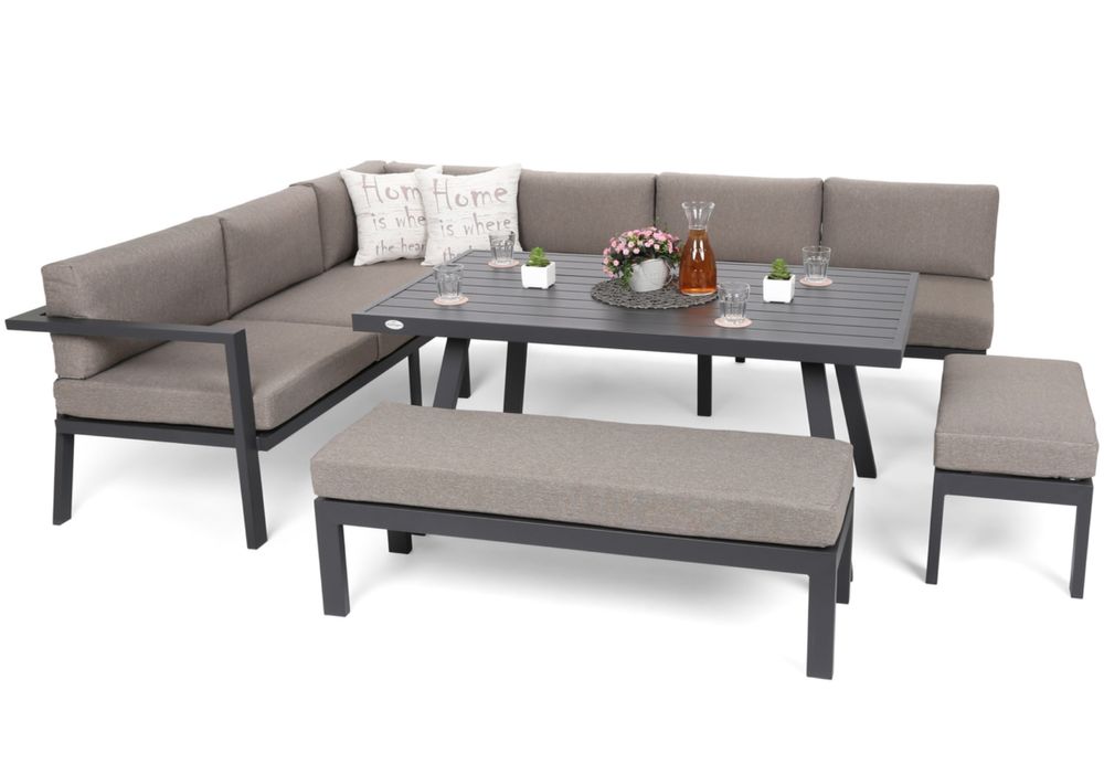 Meble ogrodowe premium Home&Garden aluminiowe, wodoodporne, antracyt