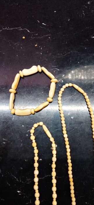 Naszyjniki i bransoletka kość Prl