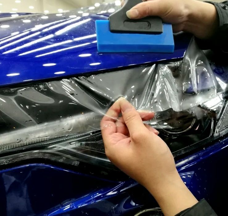 Защитная/ антигравийная полиуретановая бронепленка для фар 100*30