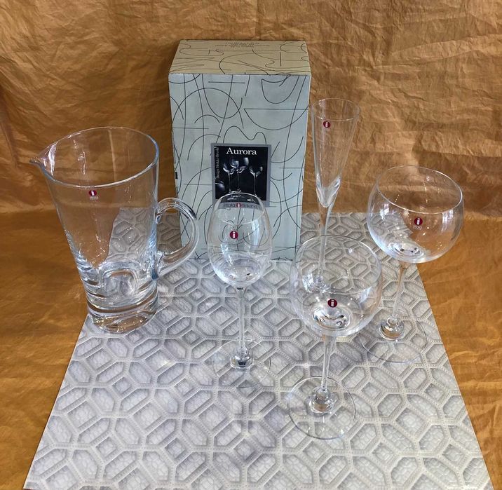 conjunto de artigos em cristal - peças de design da marca finlandesa iittala - novo c/ 50% de desconto