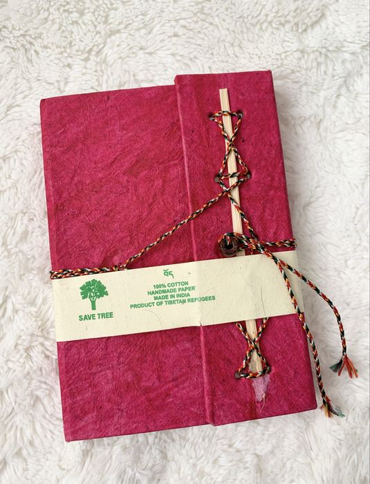 Notatnik | Pamiętnik • rękodzieło z Indii • różowy fuksja purpurowy