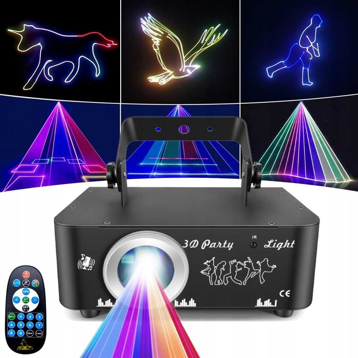 Projektor Laserowy Ruchome animacje DMX Sterowanie Dźwiękiem Pilot