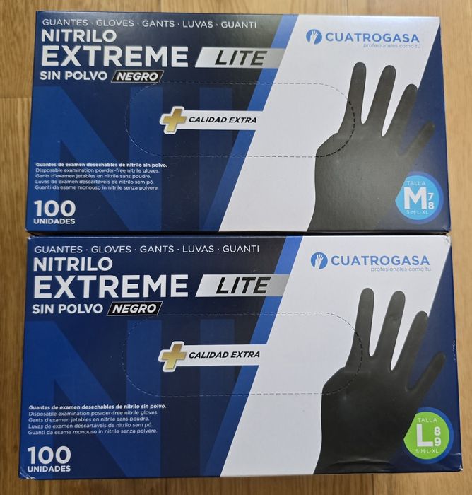 Luvas trabalho de Nitrilo Sem Pó Pretas- 100U