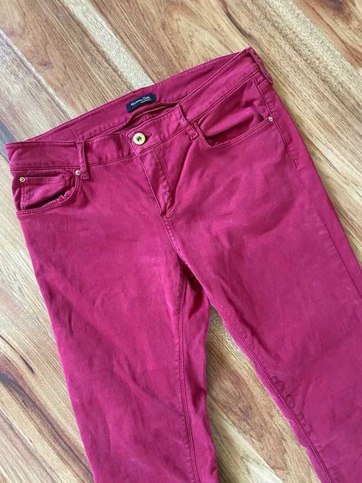 Massimo dutti spodnie skinny rurki bordo czerwone m s 38 36 basic