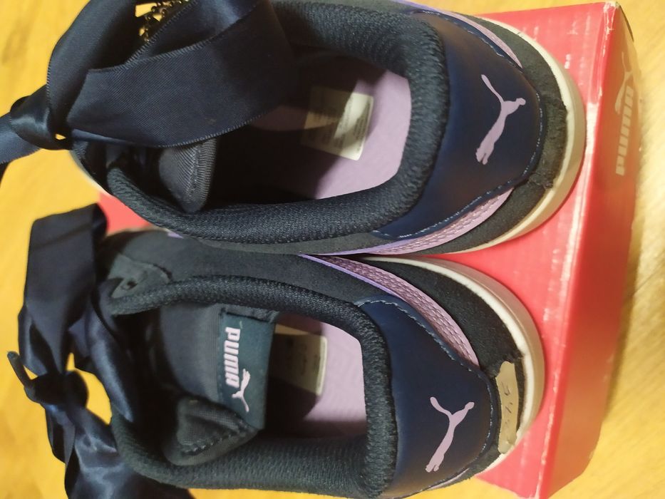 NOWE PUMA Smash v2 Ribbon 37,5 granatowe fioletowe dziewczęce