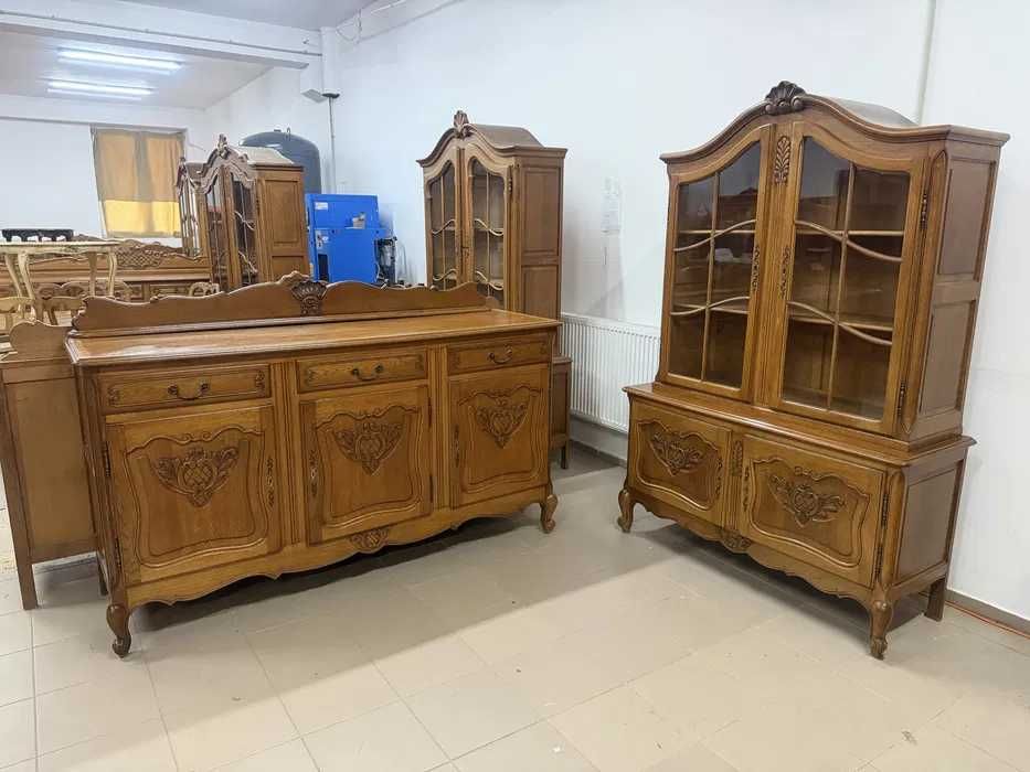 Komplet w stylu Ludwikowskim, vintage - komoda 180 cm + witryna.