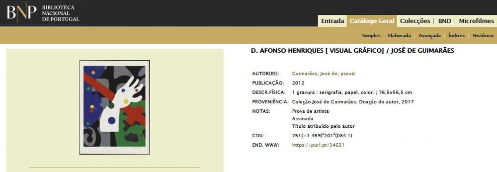José de Guimarães – Serigrafia "D. Afonso Henriques" (VII/X, assinada)