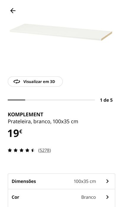 Prateleira Komplement 100x35