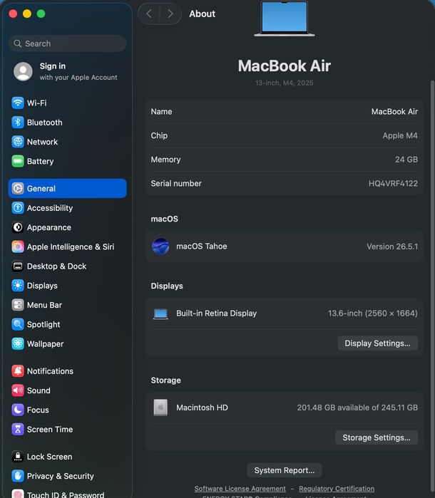 MacBook AIR 13 M4 10 CPU/ 10 GPU/ 24 RAM/ 256 Silver