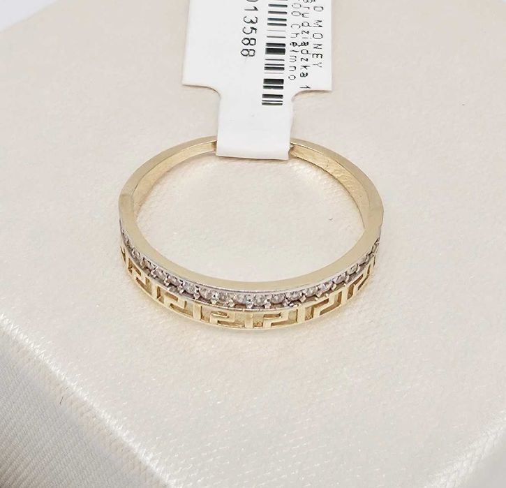 Złoty pierścionek z cyrkoniami grecki wzór 585 GOLD MONEY