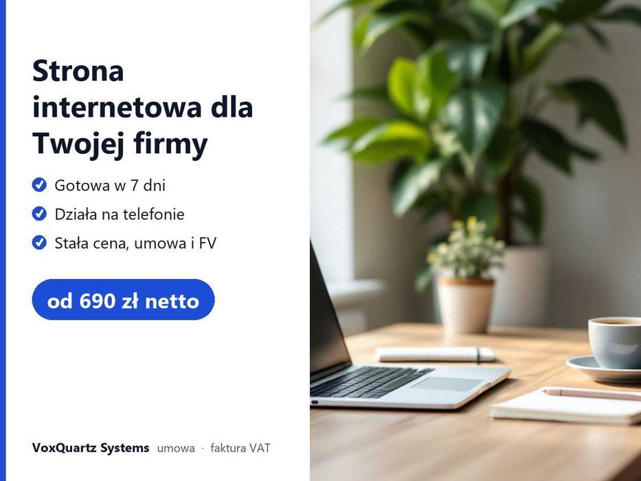 Strona internetowa dla firmy od 690 zł netto | gotowa w 7 dni | FV