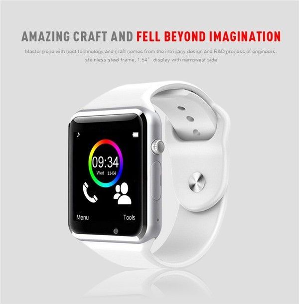 White Smartwatch A1 with SIM Card, Micro SD Card, and Bluetooth64551204850817122